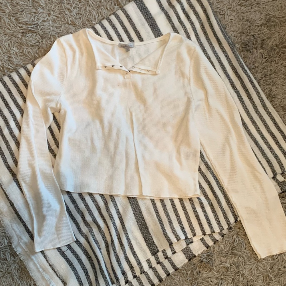 Charlotte Russe White Waffle Knit Crop Top Size Large